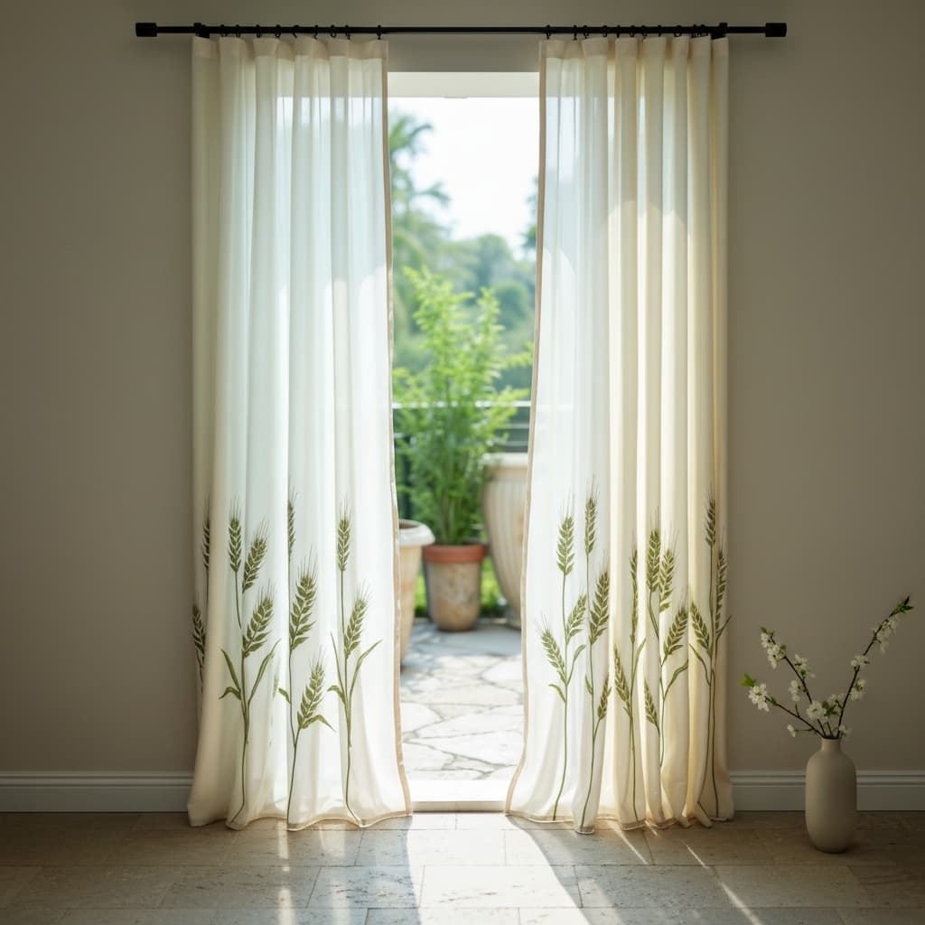 Embroidered Wheat Field Curtain