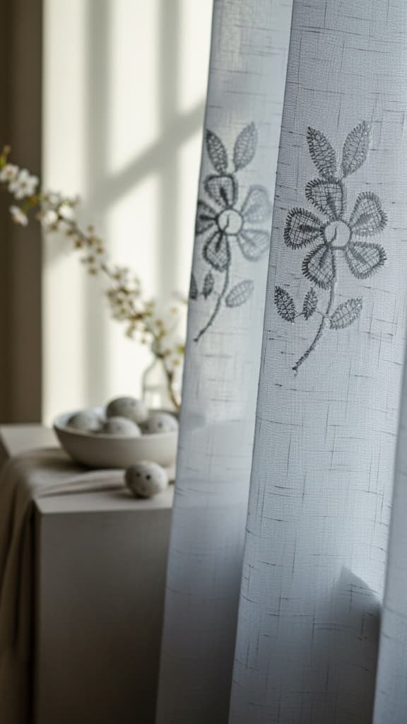 Detailed Lace Flower Curtain